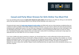 Casual and Party Wear Dresses for Girls Online You Must Pick