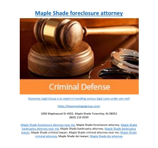 Maple Shade foreclosure attorney