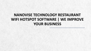 Nanovise technology Restaurant Wifi Hotspot Software | We Improve Your Business