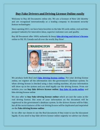 Buy Fake Drivers and Driving License Online easily