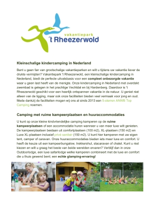 Vakantiepark 't Rheezerwold - KIndercamping Nederland