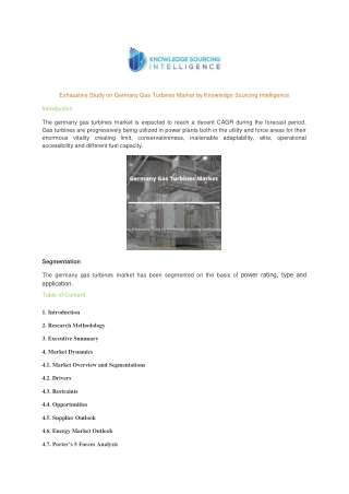 Comprehensive Report on Germany Gas Turbines Market