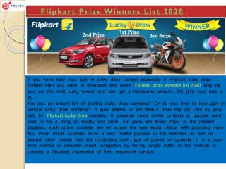 Flipkart Prize Winners List 2020