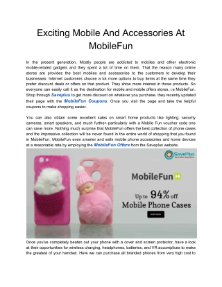 Exciting Mobile And Accessories At MobileFun