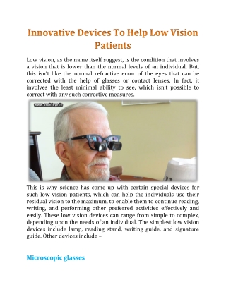 Innovative Devices To Help Low Vision Patients - Arohi Eye Hospital