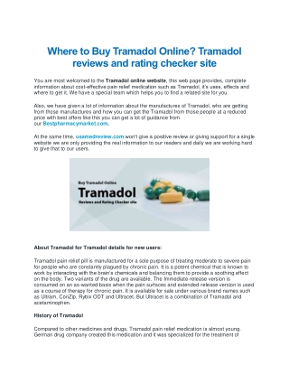 Where to Buy Tramadol Online? Tramadol reviews and rating checker site