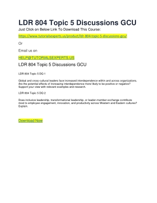 LDR 804 Topic 5 Discussions GCU