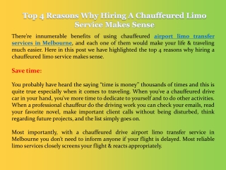 Top 4 Reasons Why Hiring A Chauffeured Limo Service Makes Sense