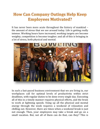 How Can Company Outings Help Keep Employees Motivated? - TORQ03