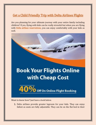 Get a Child Friendly Trip with Delta Airlines Flights