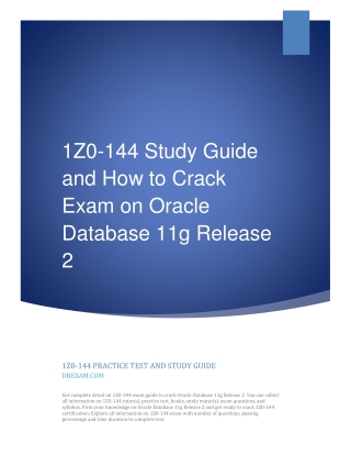 1Z0-144 Study Guide and How to Crack Exam on Oracle Database 11g Release 2