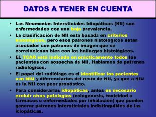 DATOS A TENER EN CUENTA