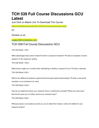 TCH 539 Full Course Discussions GCU Latest