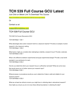TCH 539 Full Course GCU Latest