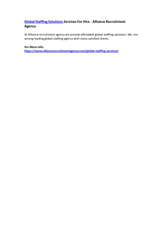 Global Staffing Solutions Services For Hire - Alliance Recruitment Agency