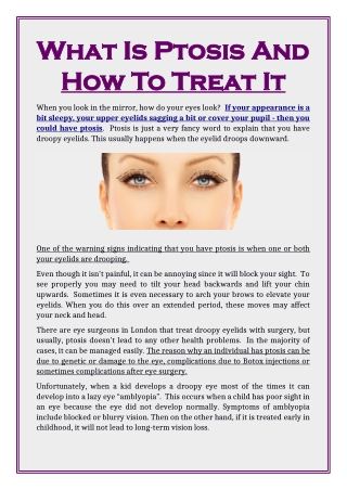 What Is Ptosis And How To Treat It