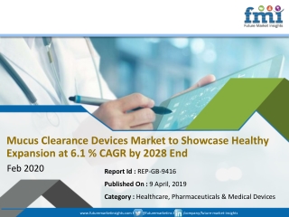 Mucus Clearance Devices Market to Represent a Significant Expansion at 6.1 CAGR During 2019 - 2028