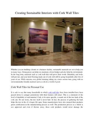 Creating Sustainable Interiors with Cork Wall Tiles