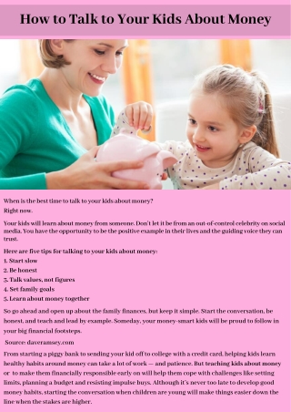 How to Talk to Your Kids About Money