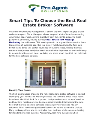 Smart Tips To Choose the Best Real Estate Broker Software