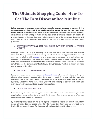 The Ultimate Shopping Guide: How To Get The Best Discount Deals Online