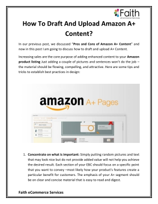 How To Draft And Upload Amazon A  Content?