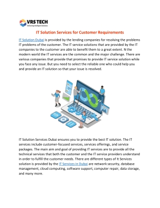 IT Solution Services for Customer Requirements