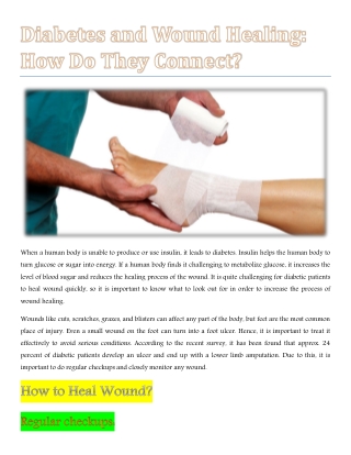 Diabetes and Wound Healing: How Do They Connect?