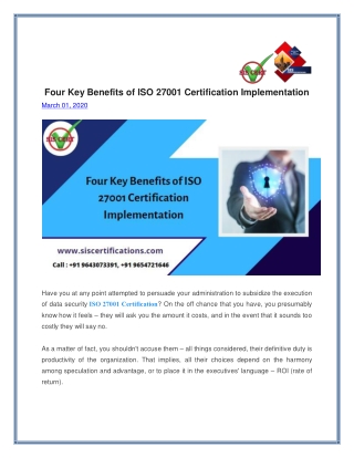 Four Key Benefits of ISO 27001 Certification Implementation