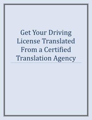 Get Your Driving License Translated From a Certified Translation Agency