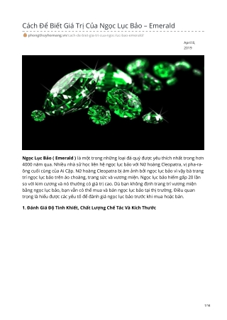 Cách Để Biết Giá Trị Của Ngọc Lục Bảo – Emerald