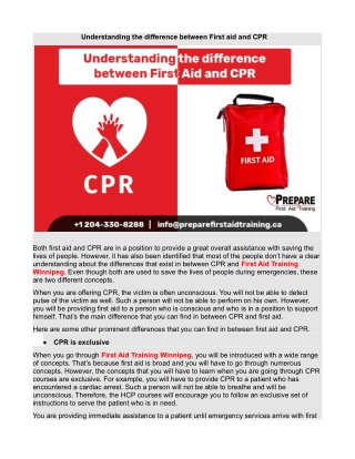 Understanding the difference between First aid and CPR