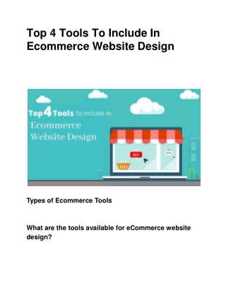 Top 4 Tools To Include In Ecommerce Website Design