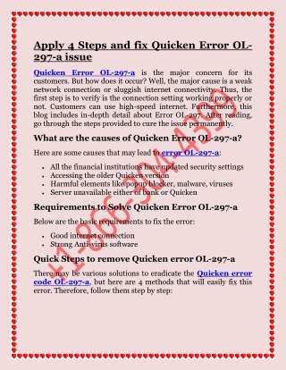 Apply 4 Steps and fix Quicken Error OL-297-a issue