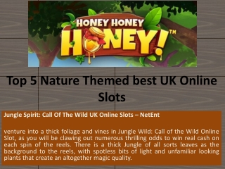 Top 5 Nature Themed  best UK Online Slots