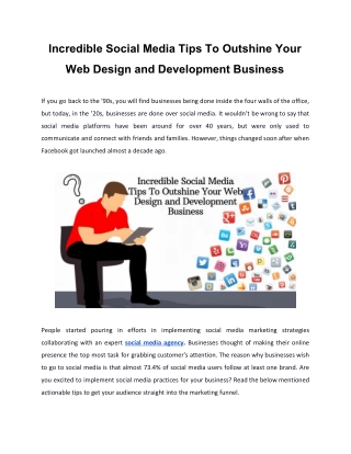 Incredible Social Media Tips To Outshine Your Web Design and Development Business