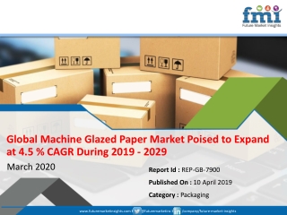 Global Machine Glazed Paper Market Poised to Expand at 4.5 % CAGR During 2019 - 2029