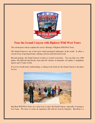 Tour the Grand Canyon with Bighorn Wild West Tours