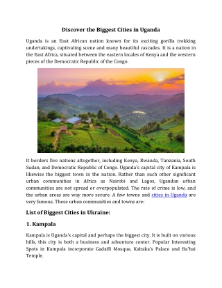 Discover the Biggest Cities in Uganda