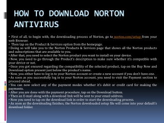 How to downoad,install and Activate Norton Amtivirus?