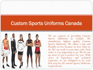 Custom Sports Uniforms Canada