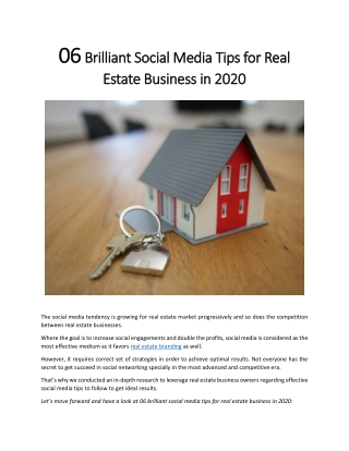 06 Brilliant Social Media Tips for Real Estate Business in 2020