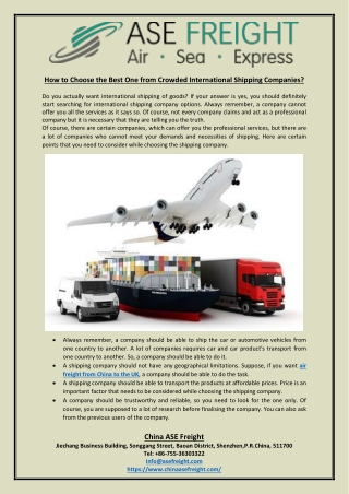 How to Choose the Best One from Crowded International Shipping Companies?