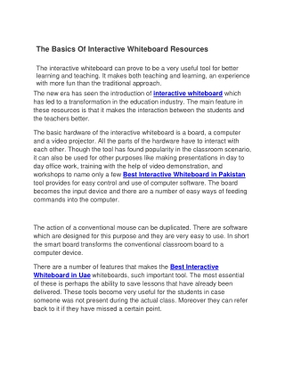 The Basis Of Interactive WhiteBoard