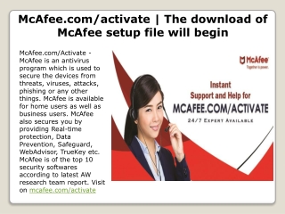 McAfee.com/activate | The download of McAfee setup file will begin