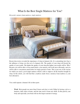 What Is the Best Single Mattress for You?