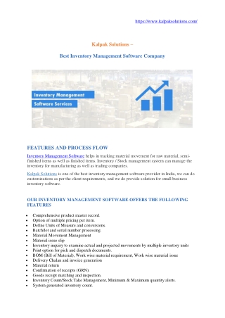 Inventory Management Software System Company in Pune | Kalpak Solutions
