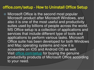 office.com/setup - How to Uninstall Office Setup