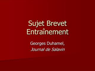 Sujet Brevet Entraînement