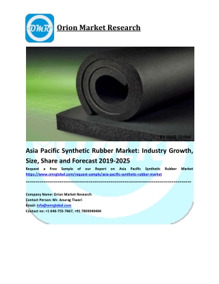 Asia Pacific Synthetic Rubber Market Size, Industry Trends, Share and Forecast 2019-2025